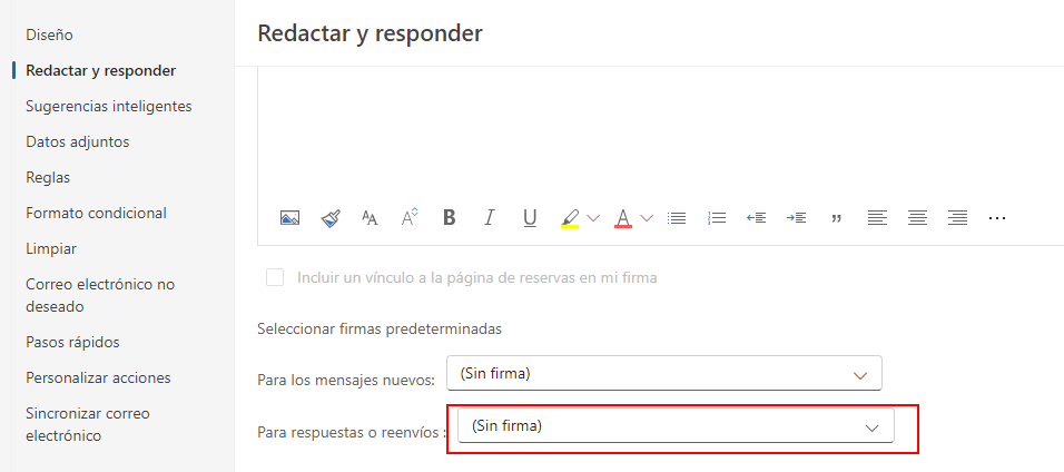 Configuración para respuestas